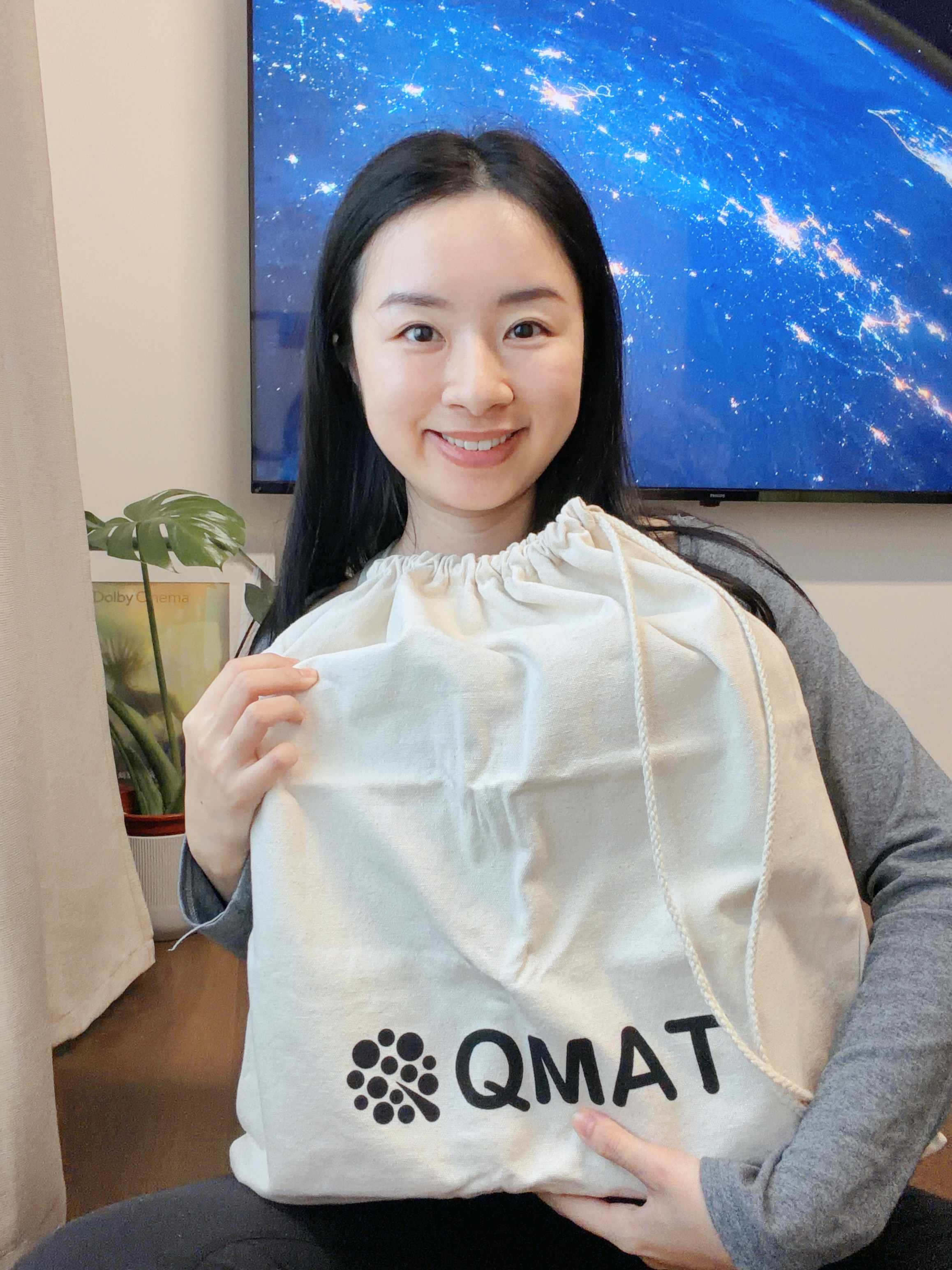 QMAT方折疊瑜珈墊6mm開箱|可折疊收納的多功能瑜珈墊,居家旅行都百搭! 15 QMAT瑜伽墊專屬米色帆布收納袋