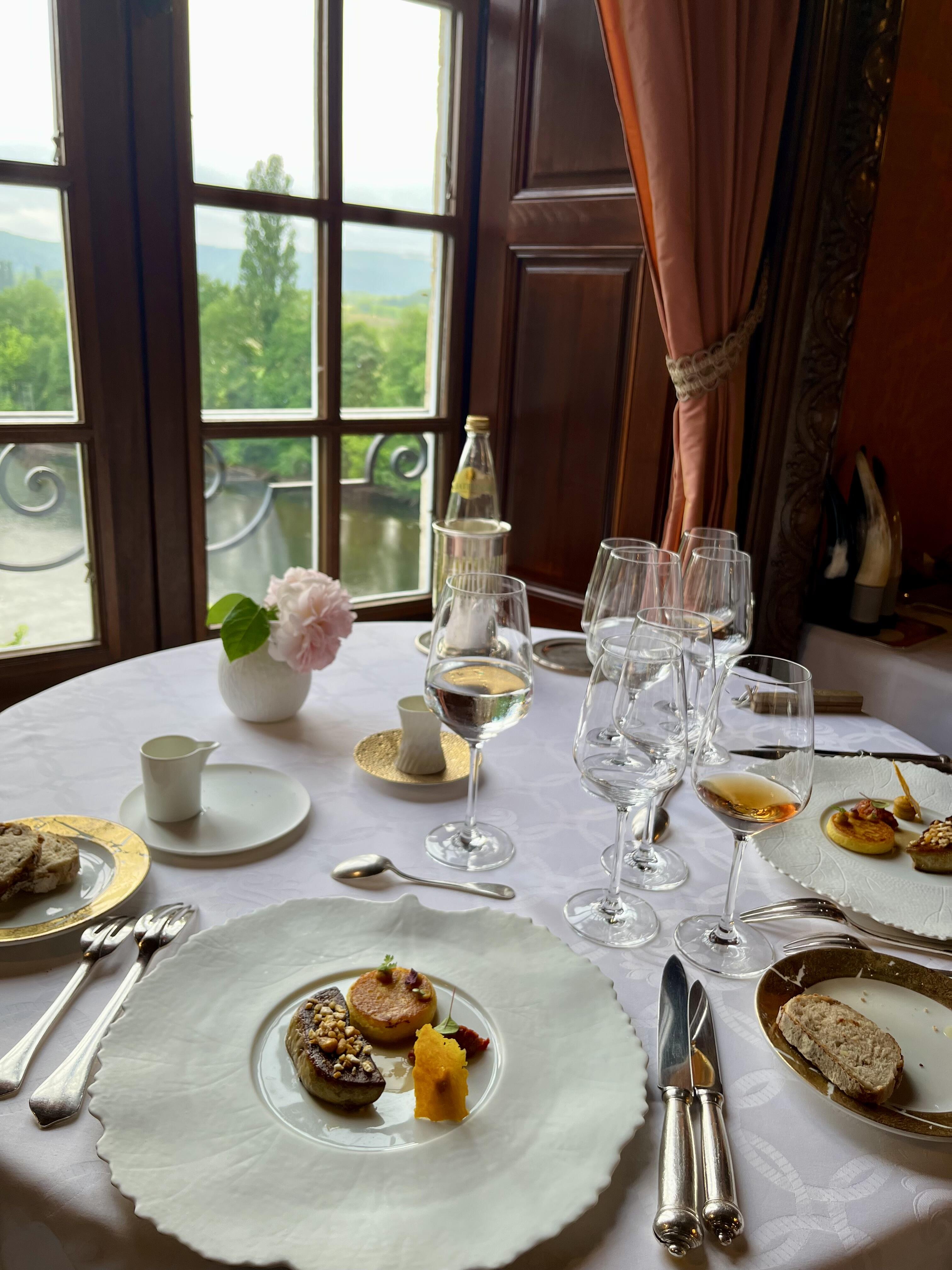 Michelin star dinner at Château de la Treyne restaurant Dordogne
